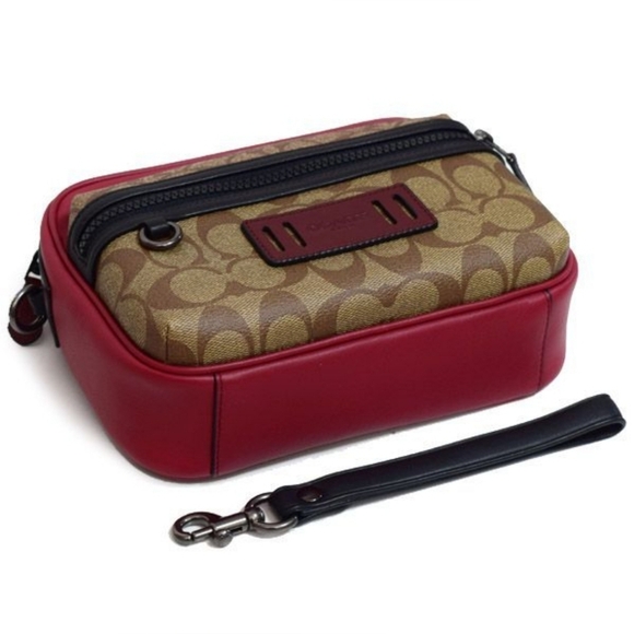 Coach Terrain Pouch Colorblock Signature Canvas Leather Pouch Bag Pu Unisex - Picture 4 of 12